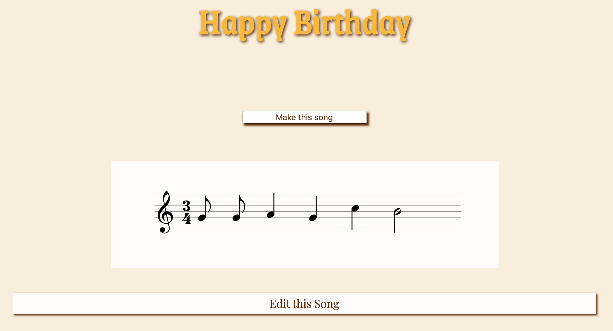 screenshot of 'happy birthday' rendered on the staff